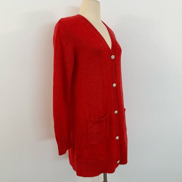 Lilly Pulitzer Leonette Sweater Cardigan Knit Amaryllis Red Wool Blend | M NWT - Picture 5 of 11